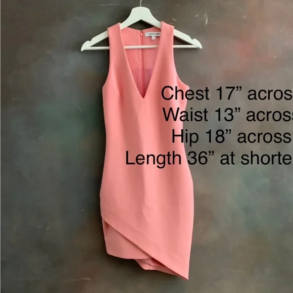 Elizabeth & James Rosa Bodycon Dress V-neck Sleeveless Asymmetric Size 0 Peach - Picture 11 of 12